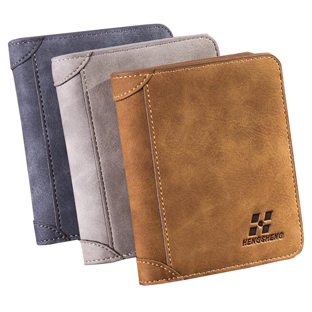 High quality men&#39;s retro matte PU leather Wallets men Wholesale short leather wallets card ...
