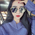 2016 New Cat Eye Sunglasses Women Vintage Fashion Rose Gold Mirror Sun Glasses Unique Flat Ladies