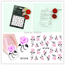 Hot 1x nail sticker pink Beautiful flower exquisite Manicure Nail Art MJ0672 XF1278 Free Shipping