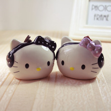 Free Shipping (6 pcs/lot)Cartoon Wearing Headphones Cat Wind Chime Wind Bell Handmade Ceramic Crafts Home Decoration Kids Gifts