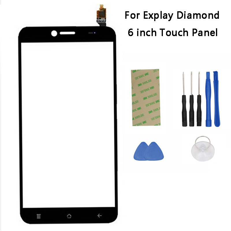 6'' Touch Screen Glass For Explay Diamond Sensor Touch Digitizer Front Panel Glass Screen Replacement + Tape Tools Free Shipping