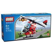 GUDI 91pcs Fire Helicopter Children Educational Assembled DIY Model Kids Toys Gift Building Blocks Brick Compatible With Legoe