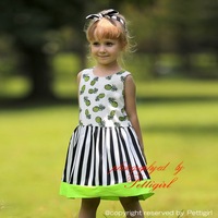 Summer Kids Girls Sleeveless Dress With Striped And Pineapple Printed Retail Children Clothes GD80625-1^^HK