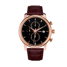 Sinobi lujo de la marca moda calendario completo cuarzo analógico reloj de pulsera correa de cuero del vestido Men ‘ s reloj Relogios Masculinos