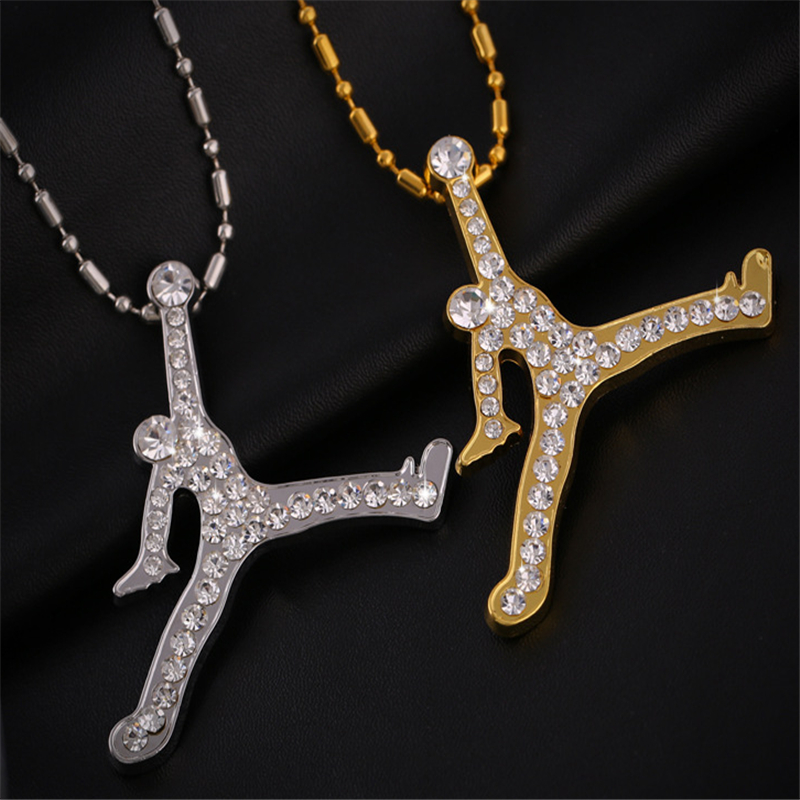NEW YORK AIR JORDAN MEN JEWELRY HIP HOP RAP AIR JORDAN NECKLACES SILVER/ GOD PENDANTS FOR BOY