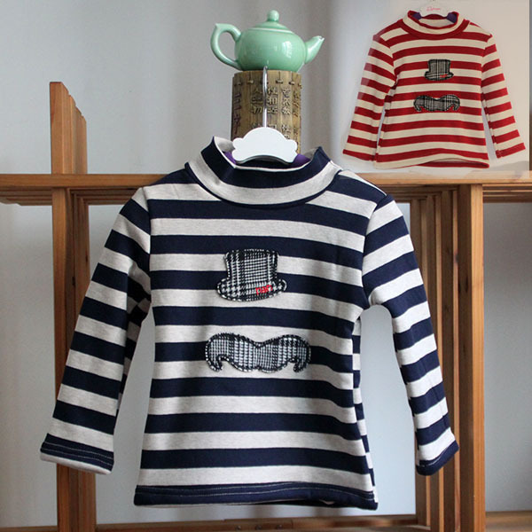 Wholesale(5pcs/lot)-child 3019 girl winter striped thick base shirt