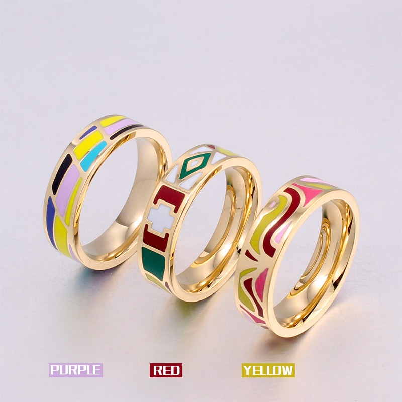 30pcs Gold & Silver Metal Alloy Rings With Clear Black Enamel Classic Jewelry 