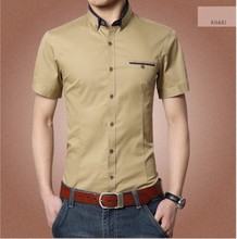 Casual brand shirt mens dress shirts slim short sleeve shirt men fashion social clothes imported clothing 8 colors homme 2015