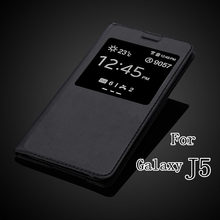 Чехол для galaxy j5 перевёрнутый smart чехол кожа, роскошь Smart чехол для Galaxy J5 J500 J500F окно вид откидной чехол задняя часть корпуса аккумулятор