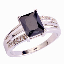 Women Jewelry Novelty Fashion Gift Black Spinel & White Topaz Silver Ring Size 6 7 8 9 10 11 12 Free Shipping Wholesale