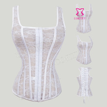 New Gothic Clothing White Lace Overbust Waist Training Corset Top Female Corpetes E Espartilhos Women Sexy Corsets And Bustiers