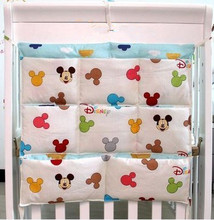 Promotion! Kitty Mickey 62*52cm Baby Bed Hanging Storage Bag Newborn Diaper And Toys Pocket Cotton Buggy Bag,baby bedding set