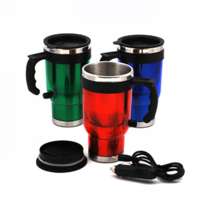 New 500ml Electric Stainless Steel Travel Car Coffee Tea Heated Cup Mug 12V For Vehicle Auto