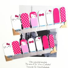Pink & White Cartoon cat child Nail Arts Nail Sticker Waterproof Nail Decal Sticker Gel Polish French Manicure Patch Full Tape
