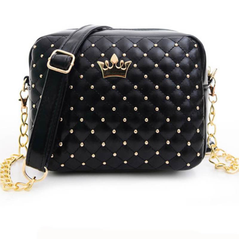 Excellent Quality 2016 Womens Bag Fashion Women Messenger Bags Rivet Chain Shoulder Bag High Quality PU