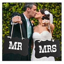 Free Shipping DIY Black Mr Mrs Paper Board+Ribbon Sign Photo Booth Props Wedding decoration Party Favor