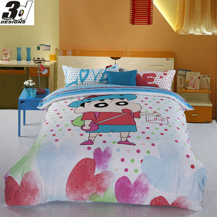 Crayon cartoon double bed size bedding set 100 Twill Cotton Fabric ...