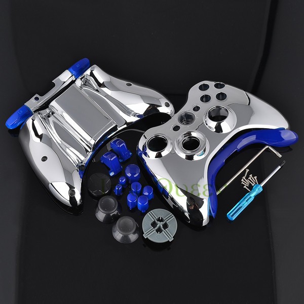 FOR xbox 360 controller chrome silver shell08