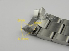 21mm Men strap high quality solid stainless steel watch band curved end deployment clasp buckle for