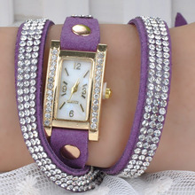 2015 Jewelry Bracelet Women Rhinestones Quartz Bracelet Watch Timepiece with PU Leather Watches PMHM560 60