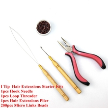 Silicone Micro Rings Micro Links Hair Beads+Hook Needle+Loop Threader +Extensions Plier For I Tip Hair Extensions Starter Kits