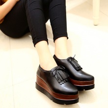 New 2016 Casual Shoes Women Flat Platform Creepers Lace Up Casual Shoes Woman Height Increasing Womens Shoes Zapatos Mujer F362