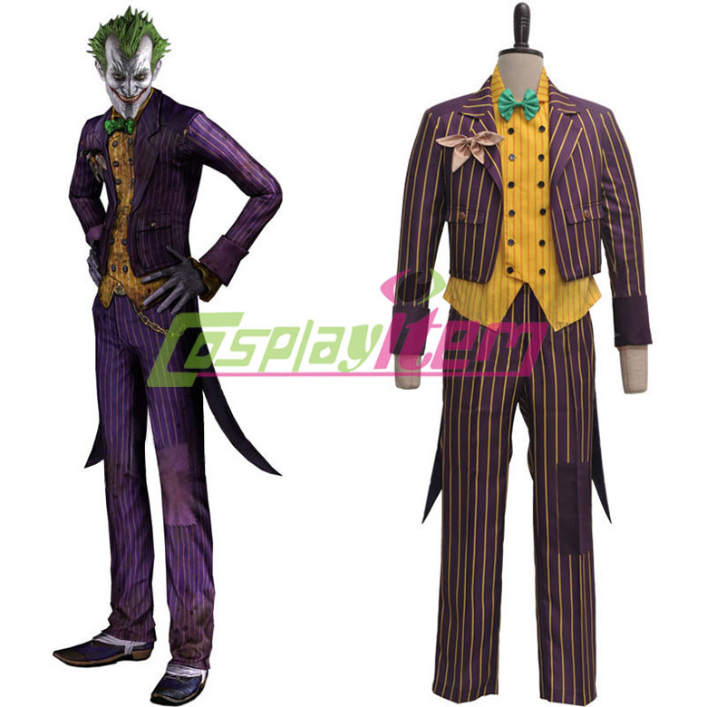 Custom made  movie Batman cosplay Arkham Asylum Joker Cosplay Costume Coat Suit for adults any size