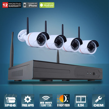 Plug And Play 4CH Wireless NVR CCTV System 720P IP Camera WIFI Waterproof IR Night Vison Home Security Camera Surveillance Kit