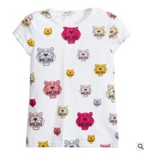2016 new fashion kids clothes, baby Girls Cotton T-shirts children’s clothing brand tiger printed T-shirt Casual White T-Shirts