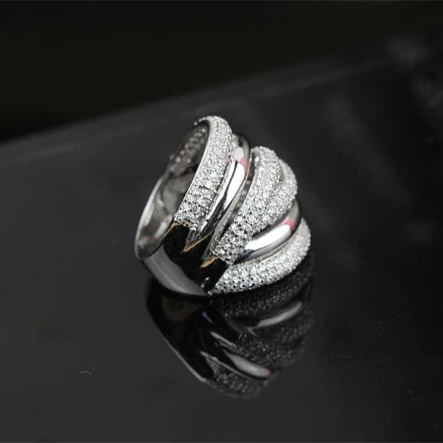 Free Shipment Designer Style Women Fashion Sterling Silver With Platinum/Gold Plated Zircon Ring