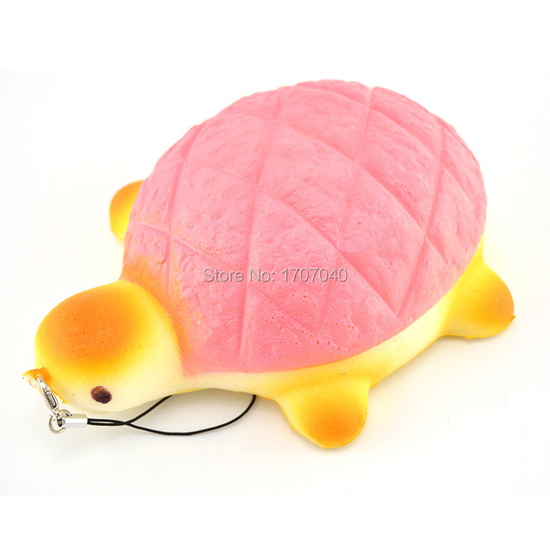 20PCS/Lot 14CM Jumbo Squishy Bread Scented Pink Tortoise Phone Straps Bag Key Chains