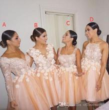 Cheap 2016 Short Bridesmaid Dresses Organza With Flowers Appliques Maid of Honor Dress Plus Size Wedding Party BGowns BR58
