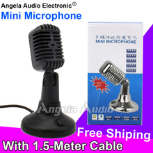 Free Shipping Mini Wired Desktop Vintage Studio Recording Condenser Microphone Mic Mike For Karaoke PC Teaching Meeting Computer