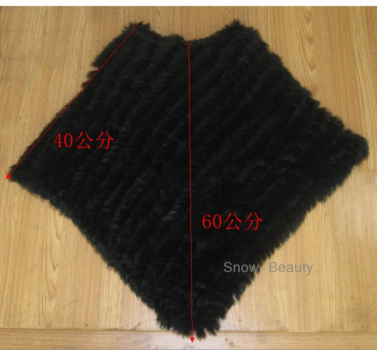 natural real knitted rabbit fur poncho shawl (1)