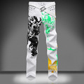 2016 Men s jeans printing white smile eagle printed cotton skinny jeans men men s jeans