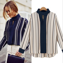 Women Blouses Button Full New Arrival Special Offer Plus Size Blusas Striped Shirt 2016 Women’s Clothing Loose Long-sleeved E84