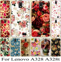 2015 phone bag For Lenovo A328 A328T Beautiful Flower Design Painted Hard Black Cover Case Rose Peony Flowers Background Case