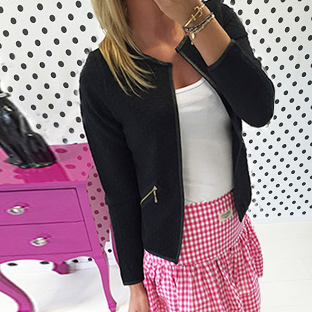 Fashion New Women Short Coat Jacket Long Sleeve Casual font b Tartan b font Cardigan White