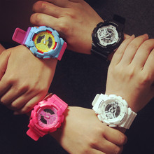 Hot Sale Coloful Sport Casual Analog Digital LED Wrist Watch for Women Girls Men Boy Multi-functions Black White Pink