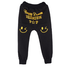 Hot Wholesale New Children Kids Autumn Winter Pants Casual Pocket Boys Girls Smiling Faces Harem Pants