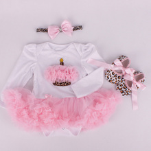 Newborn Cotton Baby Romper Casual Long Sleeve Baby Clothing Headbands Dress Shoes 3 pieces a set