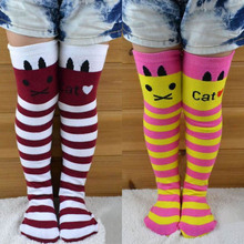 Cotton Knee High Socks Children In tube Socks Striped knee girls Straight Colorful Socks