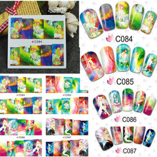 1sheet Water Transfer Nail Stickers Decals Full Cover Wraps Tip Decoration DIY Beauty Salon Nail Accessories Supplies BLE C84-87