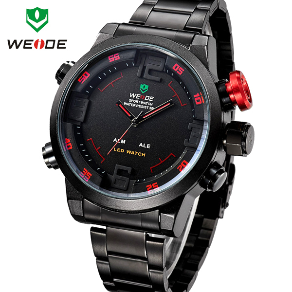 WEIDE Analog Digital LED Date Day Alarm Men s Watch Outdoor Sports Watches Quartz Full Steel