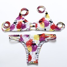 Suittop Reversible Lady maillot de bain Bikini brazilian Bandeau Women Swimwear Print trajes de bano Cut out Swimsuit