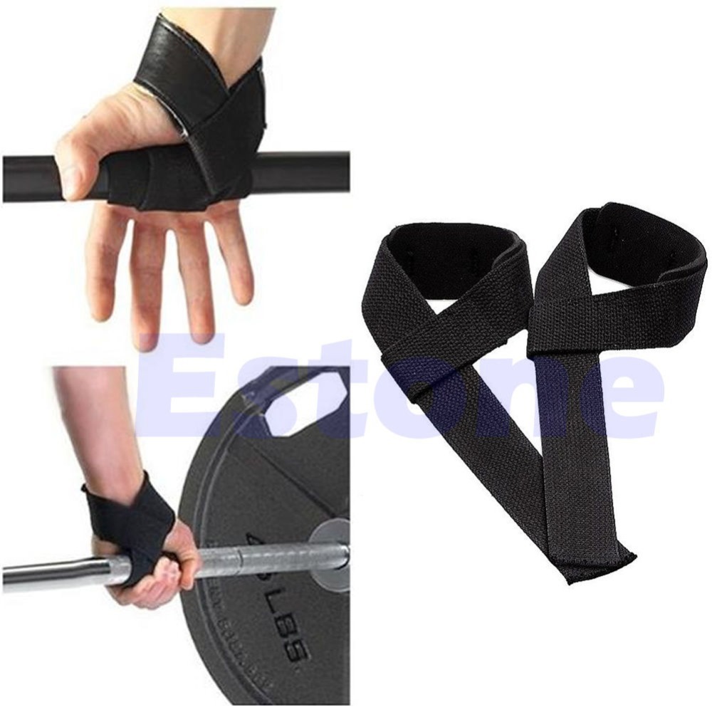 U119 Free Shipping Black Wrist Support Gloves Wrap Hand Bar Straps For Weight Lifting Training Gym