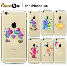 Cute Funny Tinker bell Design Soft Back Case For iPhone 6 6s 6+ 6s plus Clear Watercolor Art Fairy Tale Cartoon Pattern