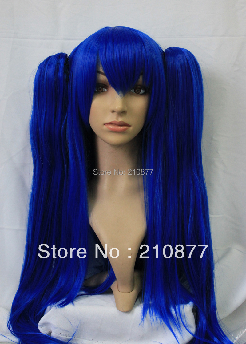 Fairy Tail Wendy Marvell Ink Blue Cosplay Party Wig W Double Ponytails