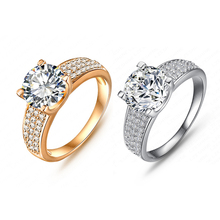 Wholesale New Unisex Couple Rings 18K Gold Platinum Plated AAA Cubic Zircon Fashion Jewelry Anillos joyas