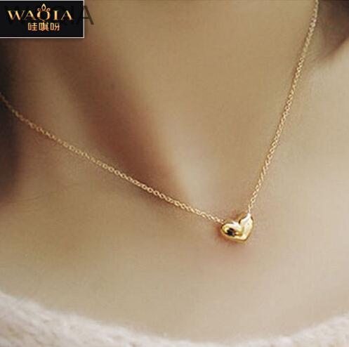 Pretty Gold Plated Heart Womens Bib Statement Chain Jewelry Necklace Good quality romantic heart pendant necklace